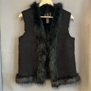 INC - Black - Fur Lined and Fur Collar Vest - Size S